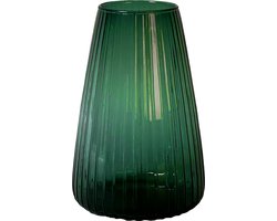 XLBoom Dim Stripe Large Vaas - Glas - Voor Binnen - Groen - 19,5×19,5×30cm