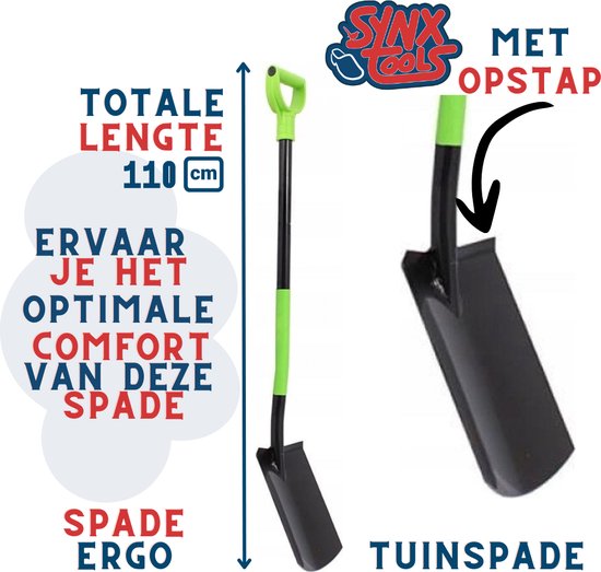 Synx Tools Spade ERGO - Tuinspade - Spade - Met Opstapje - Spade - Bodembewerkers - Tuinschop - Bats - Schop - Tuinschep Met Steel 110cm van Synx Tools — afbeelding 3