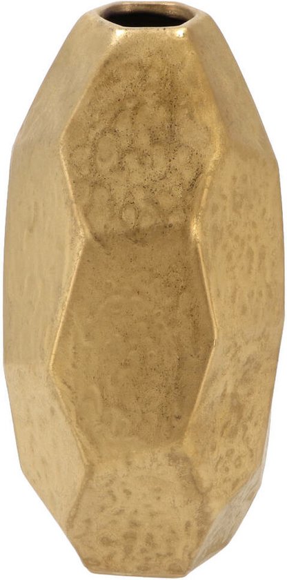 DK Design Bloemenvaas geometrische vlakken model - goud - D15 x H33 cm - moderne vaas