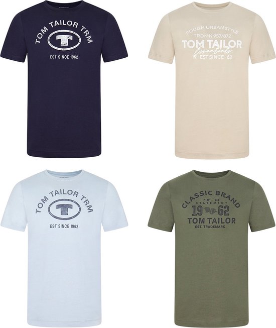 Tom Tailor T-Shirt Homme Col Rond 4 Pack Regular Fit Multicolore