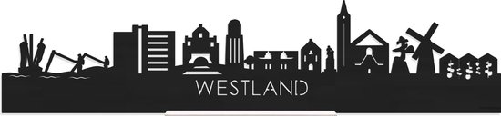 Standing Skyline Westland Zwart hout - 60 cm - Woondecoratie design - Decoratie om neer te zetten en om op te hangen - Meer steden beschikbaar - Cadeau voor hem - Cadeau voor haar - Jubileum - Verjaardag - Housewarming - Interieur - WoodWideCities