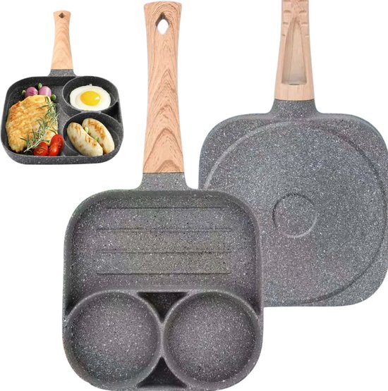 Jokapy Spiegeleipan, Pannenkoekenpan met 4 Pannen Eierpan Oogpan met Antiaanbaklaag, Eierpan Braadpan Omeletpan spiegeleivorm Ontbijtpan voor Inductie Gasfornuis (Wit