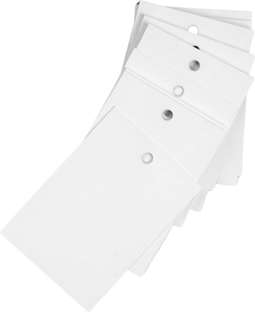 Labels - set van 100 labels wit 3.6x2.3 cm - kleine prijslabels - voorgestanst gaatje - stevig karton - labels winkel - cadeaulabels