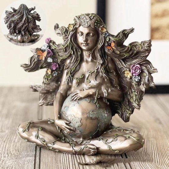 Moeder Aarde Beeldje Millennial Gaia Vrouw Beeld Godin Standbeeld Gaia voor Huis, Tuin en Outdoor Decoratie