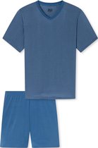 SCHIESSER Long Life Soft pyjamaset - heren pyjama short modal V-hals strepen oceaanblauw - Maat: XL