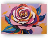 Roos met roze schilderij - Roos schilderij op glas - Glasschilderij bloemen - Modern schilderij - Acrylglas schilderijen - Wanddecoratie woonkamer - 60 x 40 cm 5mm