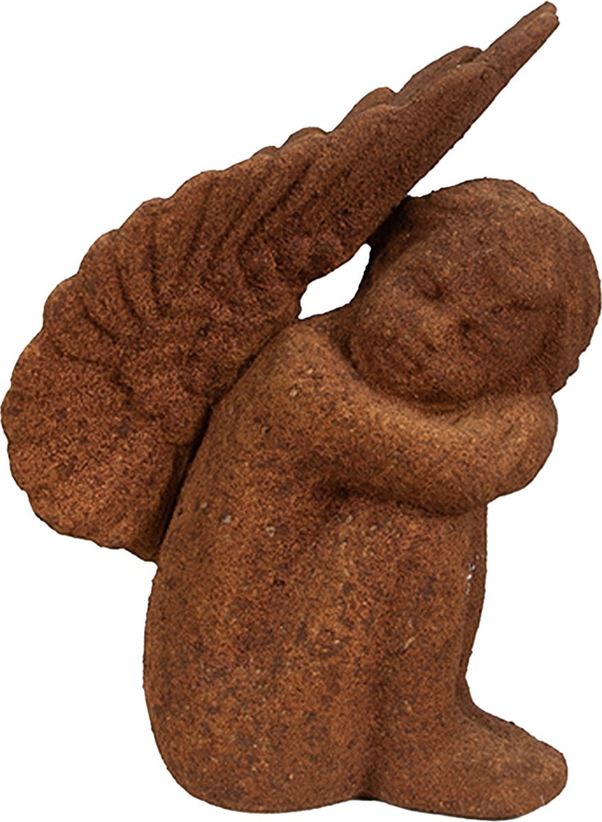 Clayre & Eef Decoratie Beeld Engel 15 cm Bruin Polyresin