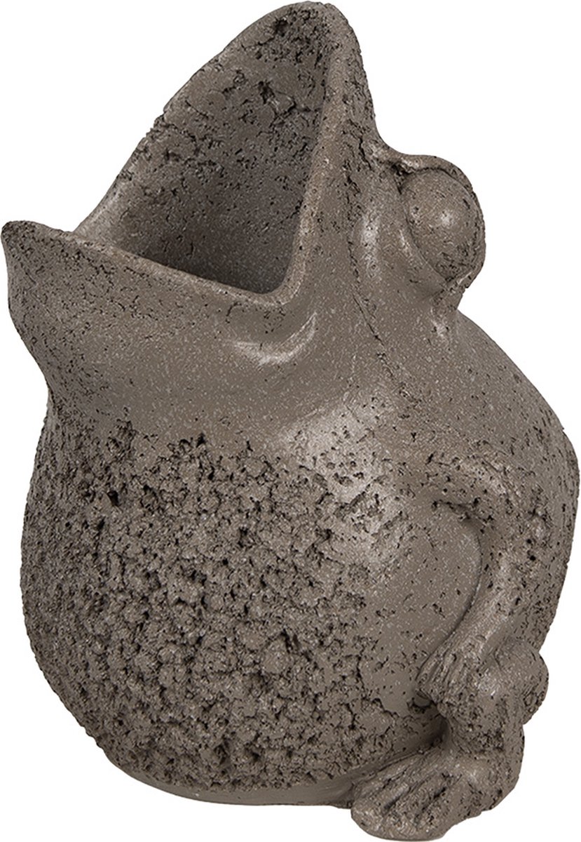 Clayre & Eef Bloempot Kikker 19x18x23 cm Grijs Polyresin