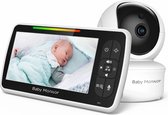 B.O.S. Video Babyfoon Met Bewegende Camera - 5.0 Inch Scherm - Monitor - Nederlands Display - Zonder Wifi en App - Temperatuursensor - Nachtzicht - Talk Back Functie - Voedingstimer - 250 m. Bereik