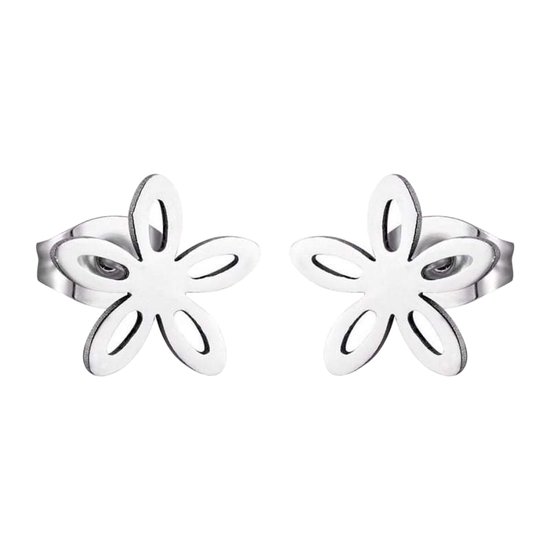 Aramat jewels ® - Oorstekers bloemen zweerknopjes chirurgisch staal zilverkleurig 10mm