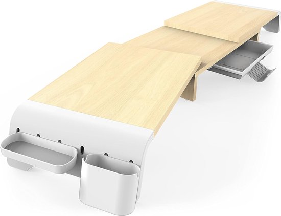 Fenge Réhausseur d'Écran d'Ordinateur Support pour 2 Moniteurs,TV,PC,Imprimante-Charge de 45kg,108 x23,5X(15,2-16,7) cm Noir - Informatique
