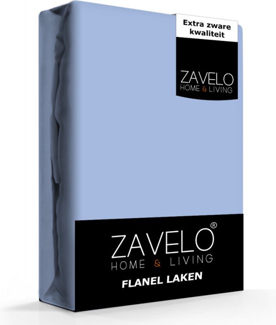Zavelo Deluxe Flanel Laken Blauw - Lits-jumeaux (240x300 cm) - 100% katoen - Extra Dik - Zware Kwaliteit - Hotelkwaliteit