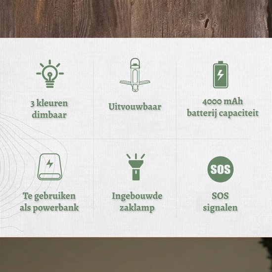 Camping Lamp - Inclusief Licht Statief - Multifunctioneel - Zaklamp - Tentlamp Oplaadbaar - Campinglamp - Kampeerlamp - Camping accessoires - Kamperen en outdoor van MOODZILLA Outdoors — afbeelding 2