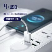 Universal Standard Stekkerdoos met 4 USB Poorten - Schakelaar - 3 voudig - 2 meter lang kabel - Verlengsnoer - Verlengkabel - Wit - Fast Charging