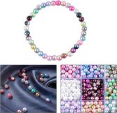 1200 pièces de perles rondes en plastique, perles d'imitation en nacre, 15 dégradés de couleurs, entretoise, perles artificielles, fausses perles avec grand trou pour fabriquer des bijoux, colliers, bracelets, DIY, 6 mm