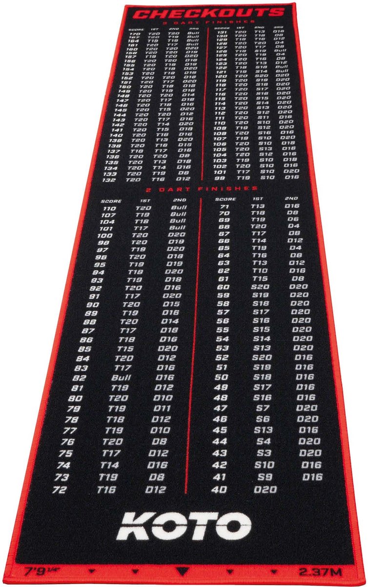 KOTO Carpet Checkout Dartmat Red 237 x 60cm