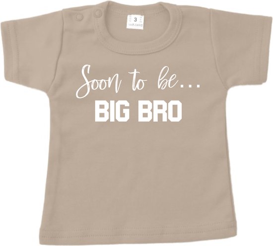 Grote Broer shirt - Soon to be big bro - Sand - Korte mouw - Maat 74