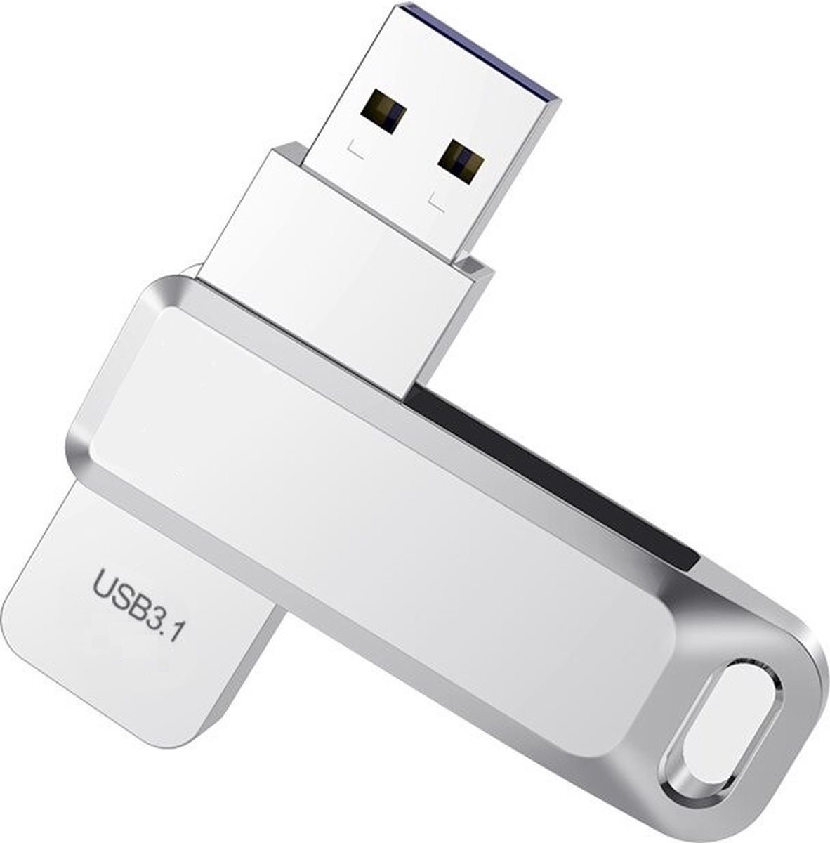 LUXWALLET PD7 – Metalen USB Stick 64GB USB 3.1 Gen1 - Geheugen - Opslag - USB 3.0– 360 Graden Roteerbaar – 5 Gbps - Geschikt voor Windows/MAC/Linux- Zilver