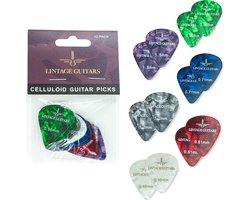 12 Stuks Plectrum Mix - 0.46 t/m 1.50 Plectrum - Celluloid Guitar Picks - Lintage Guitars®