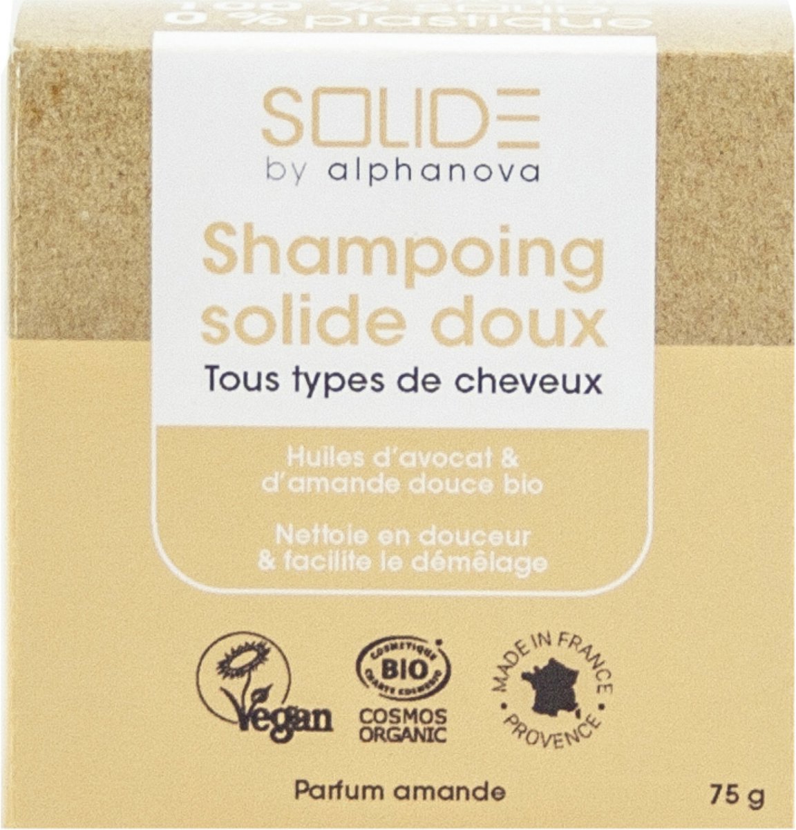 Alphanova Solide Shampoo Biologische Amandelgeur 75 g