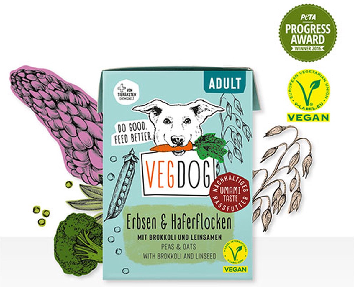VegDog VegDog Adult Pakje - Natvoer - Veganistisch - Duurzaam & Gezond - 200gr
