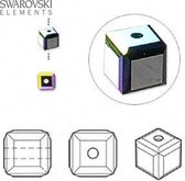 Swarovski Elements, 12 stuks kubus kralen (5601), 4mm, jet AB