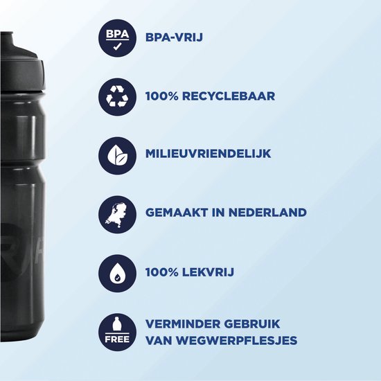 Rogelli Sportbidon 750ml - Fietsbidon - Drinkfles BPA vrij - Zwart van Rogelli — afbeelding 5