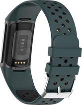 Siliconen bandje - geschikt voor Fitbit Charge 6 - donkergroen-zwart