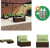 vidaXL 10 delige Loungeset met kussens poly rattan bruin Tuinset Inclusief Onderhoudsset