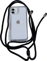 Siliconen doorzichtig back cover hoesje met koord - Geschikt voor iPhone 11 - Transparant