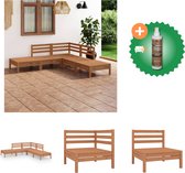 vidaXL 5 delige Loungeset massief grenenhout honingbruin Tuinset Inclusief Houtreiniger en verfrisser