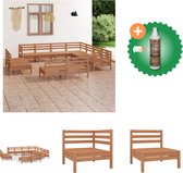 vidaXL 11 delige Loungeset massief grenenhout honingbruin Tuinset Inclusief Houtreiniger en verfrisser