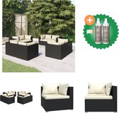 vidaXL Poly Rattan Tuinset - Modulair Design - Waterbestendig - Stevig Frame - Comfortabele Kussens - Tuinset - Inclusief Onderhoudsset