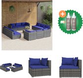 vidaXL 13 delige Loungeset met kussens poly rattan grijs Tuinset Inclusief Onderhoudsset