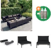 vidaXL 9 delige Loungeset met kussens poly rattan donkergrijs Tuinset Inclusief Onderhoudsset