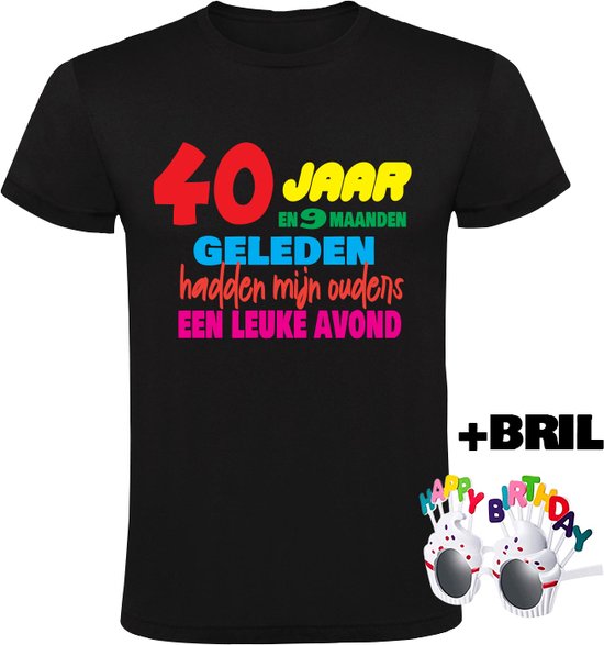 40 jaar Heren T-shirt Happy birthday bril verjaardag jarig