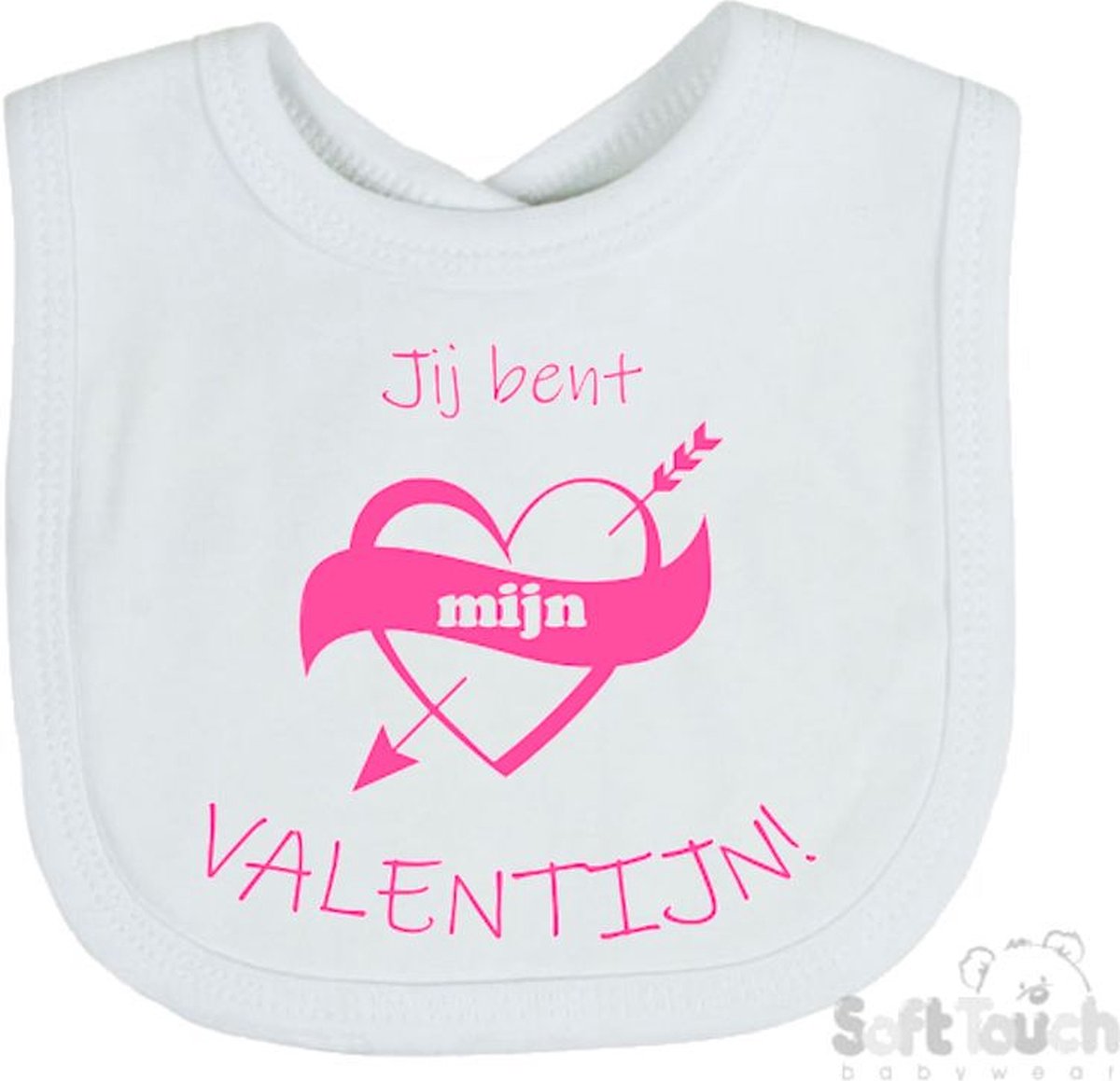 Goedkoopste Soft Touch Slabber Slabbetje Slab Jij bent mijn valentijn! Unisex Katoen Wit/roze Maat 33x22 Cm