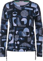 CECIL TOS Geometric AOP roundneck Dames T-shirt - donker blauw - Maat L