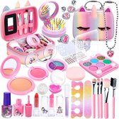 Kinderschminkset voor meisjes, 31 stuks, afwasbaar, echte cosmetica-set met make-upkoffer, meisjes, speelgoed, rollenspel, cadeau voor meisjes, kleine kinderen