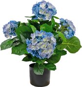 Greenmoods Kunstplanten - Kunstplant - Hortensia - Zijde - Blauw - 43 cm