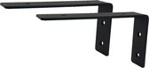 Maison DAM 2x Plankdrager L vorm - Wandsteun – Voor plank 30cm – Mat zwart - Incl. bevestigingsmateriaal + schroefbit