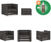 vidaXL 2 delige Loungeset pallet geïmpregneerd grenenhout grijs Tuinbank Inclusief Houtreiniger en verfrisser