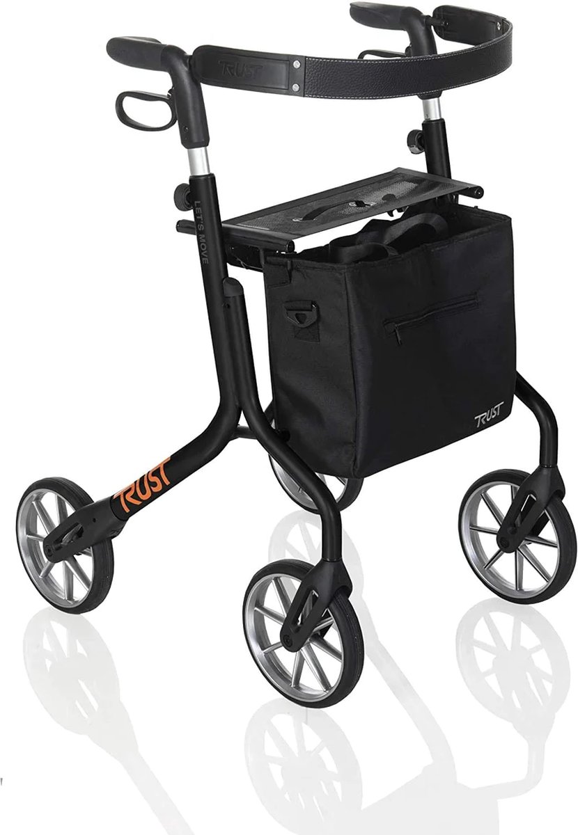 Goedkoopste Opvouwbare Rollator Let's Move Zwart - Ultra Lichtgewicht 5,4 kg