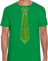 Bellatio Decorations Chemise de déguisement homme - cravate pailletée verte - vert - carnaval - mauvaise party L