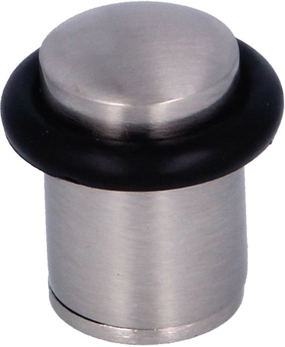 AMIG Deurstopper/deurbuffer - 1x - D20mm - inclusief schroeven - mat zilver