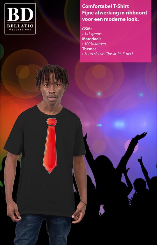 T-shirt de déguisement pour homme Bellatio Decorations - Cravate rouge - Noir - Carnaval - Bad party XXL