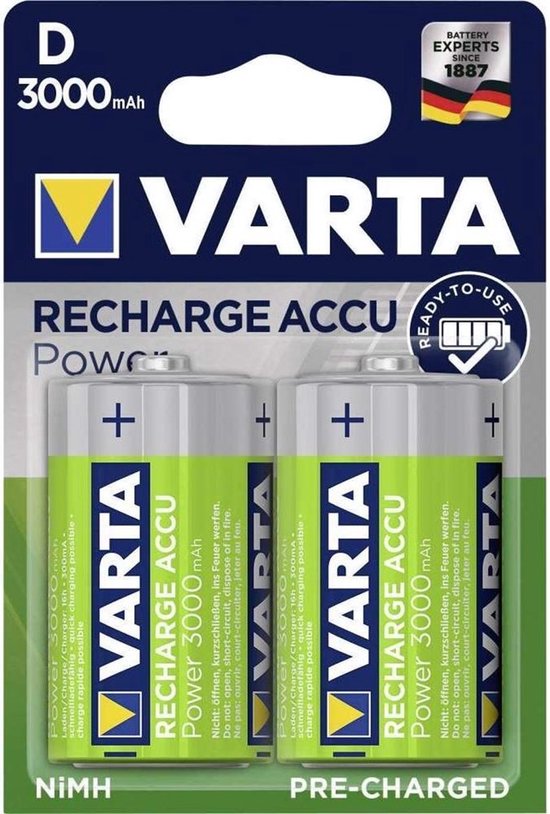 Piles rechargeables Varta - Varta Power Accu D - Pile NiMH D / LR20 1,2 V  3000 mAh R2U... | bol