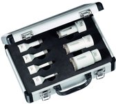 Set van 7 Carat diamantboorkoppen met M14 aansluiting in een zilveren koffer.