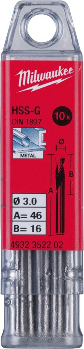 Milwaukee Metaalboren HSS-Ground kort - DIN 1897 - 5 en 10 stuks HSSGS 5.50 x 66-10 stuks - 4932352213