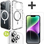 iMoshion Geschikt voor MagSafe Hoesje & Screenprotector Gehard Glas & 2 Pack Camera Lens Protector Geschikt voor iPhone 14 Pro - Transparant